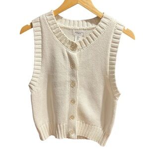 Revolve Song of Style Button Front Cotton Blend Ivory Sweater Vest Size Medium